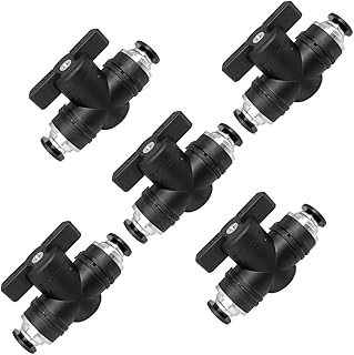 Qolekog Pneumatic Valve 3/8 inch Push to Connect Fittings Ball Valve Air Flow Control Valve Air Quick Connect Air Line Fittings (5Pcs)