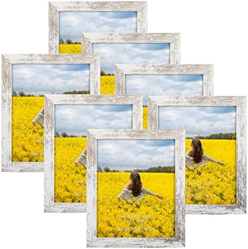 Photo Frame 6x4 7 Pack, Black 6 by 4 Picture Frames Set for Wall Tabletop Horizontally or Vertically Display