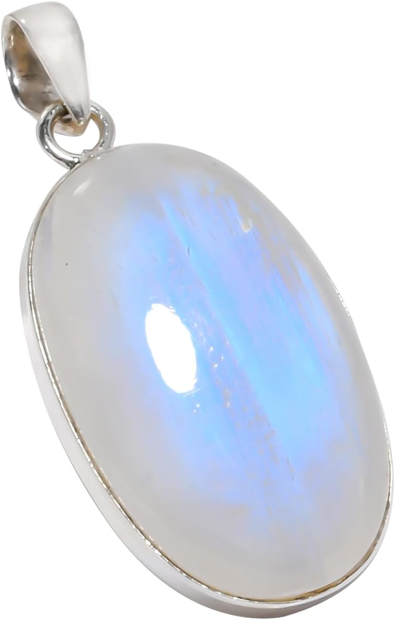 SIVARA Handmade 925 Sterling Silver Oval Gemstone Pendants for Women – Elegant Statement Jewelry Anniversary Christmas, Halloween & New Year Jewelry Idea Gift