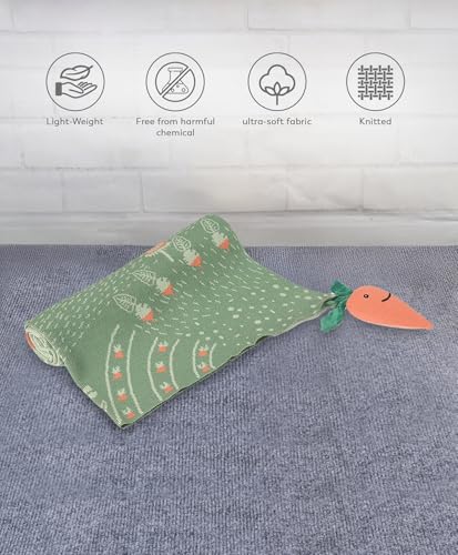 Image of Mi Arcus 100% Cotton Knitted Soft Green Printed Lightweight All Weather Blanket 0-12M