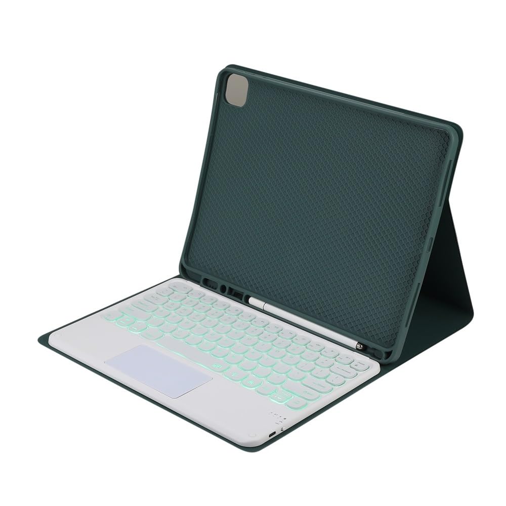 Funda para teclado retroiluminado iPad Pro 13 2024 con teclas redondas verde oscuro 7