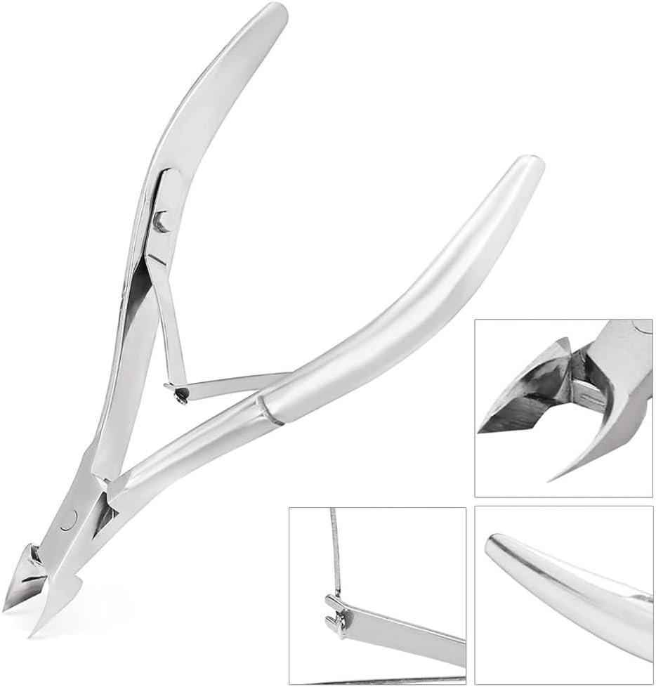 Stainless Steel Double Spring Cuticle Nipper Clipper, Remover Scissors, Manicure Pedicure Tool,Pink