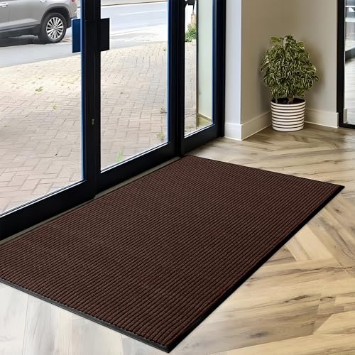 Image of MaxMat Extra Large Commercial Floor Mat, 3 x 5 Feet Heavy Duty, Waterproof, Low-Profile, Easy to Clean, Rubber Entry Mat (Brown, 3 x 5 Feet)