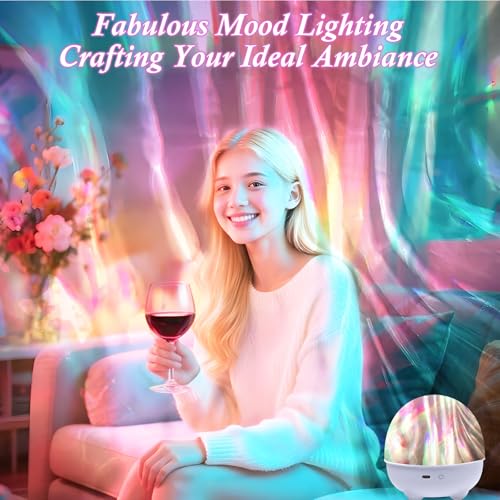 Image of Northern Lights Projector,16 Colors Rechargeable Ocean Waves Night Light,Remote Shower Lamp for Meditation Relaxation,Cute Home Decor Aesthetic,Teen Girls Boys Gifts,Christmas Birthday,Cool Stuff