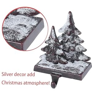Cast Iron Christmas Stocking Holders for Mantel,Set of 4 Stocking Holder Set for Fireplace-Double Snowflake Snowman Reindeer Christmas Tree Stocking Hangers-Metal Fireplace Hooks (Set of 4 Black) Cast Iron Christmas Stocking Holders for MantelSet of 4 Stocking Holder Set for Fireplace Double Snowflake Snowman Reindeer Christmas Tree Stocking Hangers Metal Fireplace Hooks Set of 4 Black