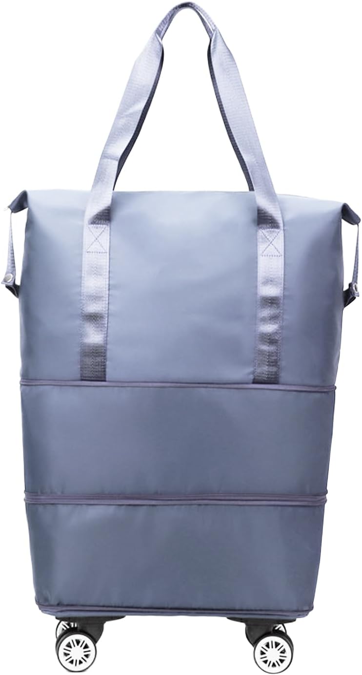 車輪付きショルダーバッグ、ローリングハンドバッグ、シート下荷物|旅行荷物衣類収納キャリア、週末、休暇、ショッピング、キャンプ用, ブ