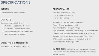 AudioControl EPICFIVE Epic Series 1100 Watt RMS 5-Channel Car Audio Amplifier, Class D, Epic Boost, Subsonic Filter, High-Pass/Low-Pass Filters, ACR-E Remote Bass Knob, Epicenter Link