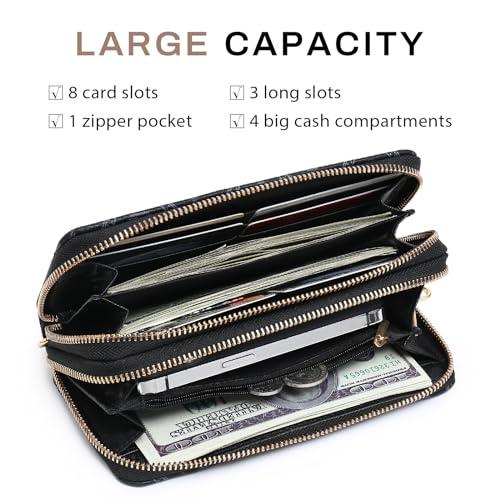 Dasein RFID Blocking Wallet Purse for Women Large Capacity Wristlet Clutch Bag Multi Card Holder Phone Case with Wrist Strap4