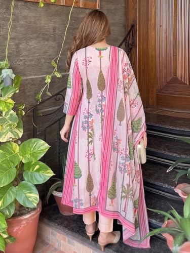 Image of ANNI Designer Women's Rayon Viscose Printed Straight Kurta Set with Pant and Dupatta | Ethnic Wear Kurta Pant Dupatta Set for Women | Regular Fit Traditional Indian Outfit