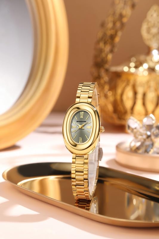 Image of Giordano Analog Quartz Watch for Women - Oval Shape Dial, Roman Numeral Hour Markers, Water Resistant and Stainless Steel Strap- GZ-60115