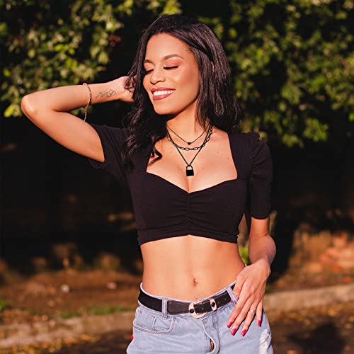 Stacked Necklaces for Women Black Lock Chains Heart Grunge Layered Necklace Aesthetic Pendant Multilayer Choker2