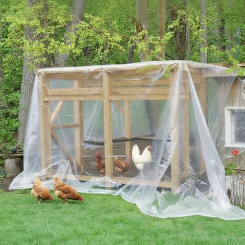 Image of 4 Pack 4 x 6 ft Transparent Tarp Clear Waterproof Weatherproofing Tarp with Grommets Green House Cover 8mil Plant Cover Shed Cloth with Rope for Greenhouse Henhouse Porch (Clear)