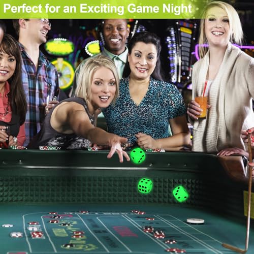 10 Stück Leuchten Spielwürfel, D6 Leuchten im Dunkeln Dice, 15mm Acryl Würfel mit Runden Ecken für Tischspiele, Party und Familie, Neuheit Würfel für Spannende Spieleabende