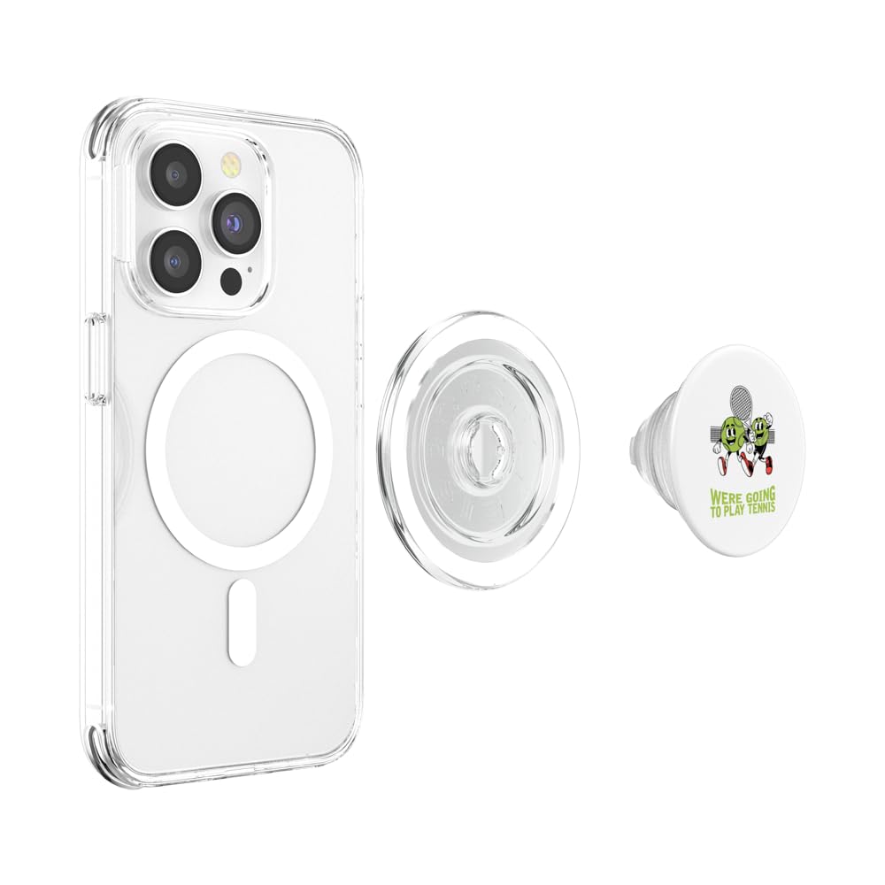 Grab Your Balls We're Going To Play Tennis PopSockets PopGrip for MagSafe, Clear - Image 3