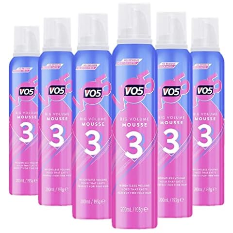 VO5 Big Volume Hair Styling Mousse with Heat Protection for All types of Hair, 6x600ml Cover
