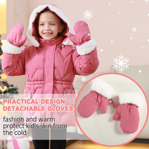 3T 4T 5T 6T Toddler Girls Winter Coat Jacket Outwear Clothes Warm Overcoat Snowsuit Puffer Parka Fur Lined Hood Kids2