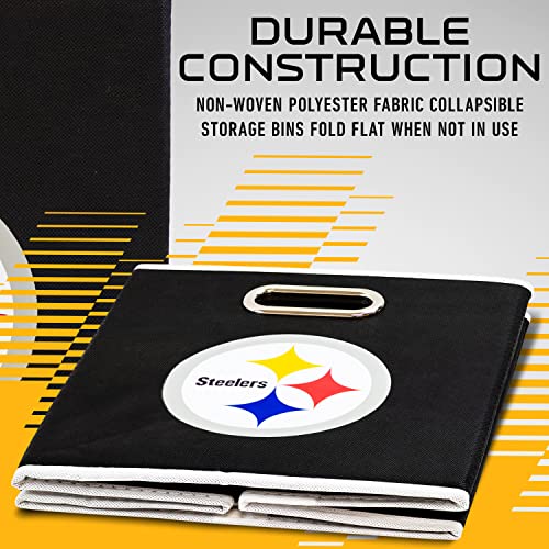 Franklin Sports Nfl Pittsburgh Steelers Collapsible Storage Bin Nfl Folding Cube Storage Container Fits Bin Organizers Fabric Nfl Team Storage Cubes One Size #TOP2