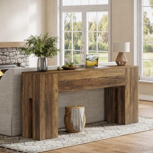 Image of Tribesigns 71-Inch Long Console Table for Entryway, Farmhouse Sofa Console Behind Couch, Entry Table for Hallway, Foyer, Living Room, Brown