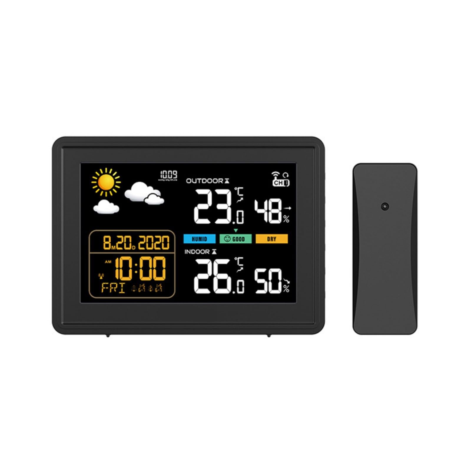 Kalttoy Light Weather Stations Thermometers Hygrometer With Time Alarm Clock Digital Temperature Humidity Measurement Meter For Display Time Alarm Clock Weather Stations Digital Thermometers Hygrometer