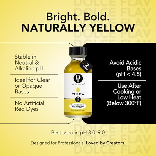 Image of Dolce Flav Natural Yellow Food Coloring - 2 oz Bright Plant-Based Color from Curcumin | Water-Soluble Liquid Color for Baking, Drinks & Frostings | Graduated Dropper Included | | Kosher | No Artificial Dyes | Made in USA