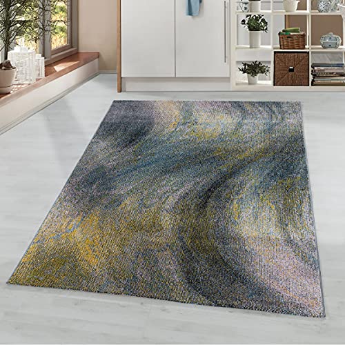 Tapis à motif marbré multicolore de haute qualité texturée en 80 x 150 cm - 2