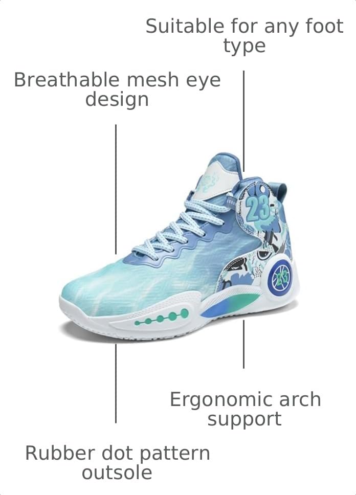 Image of Men's High-Top Basketball Shoes Anti-Slip and Wear-Resistant Soles Running Shoes Graffiti Design Fashionable Sports Shoes