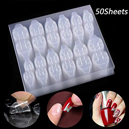 EBANKU Super Dubbelzijdig Jelly Nagellak Kunstnagels Sticker Nagelband Nagelaccessoires Nagelsalonbenodigdheden, 50 Vellen 1200 Stuks Transparant