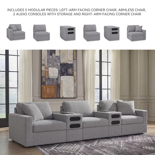 Image of Signature Design by Ashley 5-Piece Modular Sectional, Granite