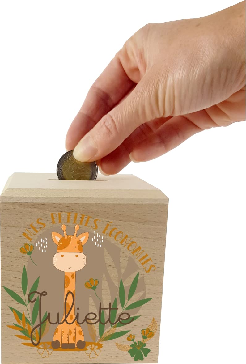 Tirelire Enfant En Bois Personnalisée Avec Prénom - 100% Fabriquée En France (Rose)