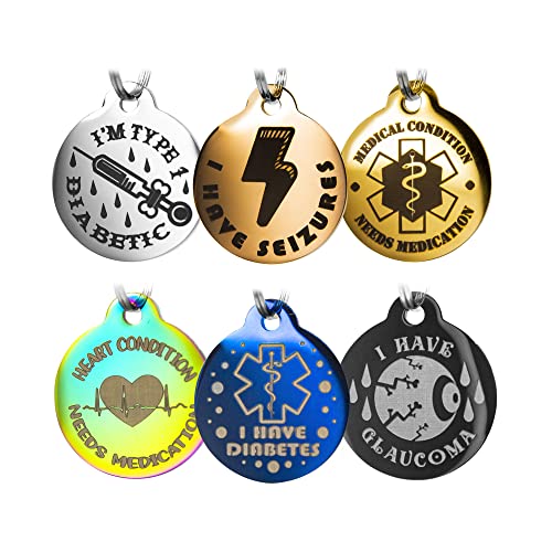Engraved Dog/Pet Tags Personalized Deaf, Special Medical Heart Condition, Glaucoma, Blind, Diabetic, Seizure, Allergy Regular