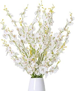 Kisflower 12Pcs Artificial Gypsophila White Flowers, Cherry Blossom Flower,, Artificial Orchids Flowers Baby Breath Fake Dancing Orchids Bouquet Silk White Gypsophila for Home Decoration (White)