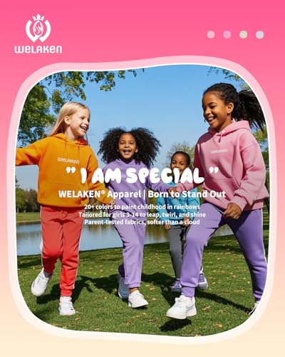 Image of WELAKEN Girls and Toddlers' Pullover Printed Hoodie Sweatshirt with Kangaroo Pocket