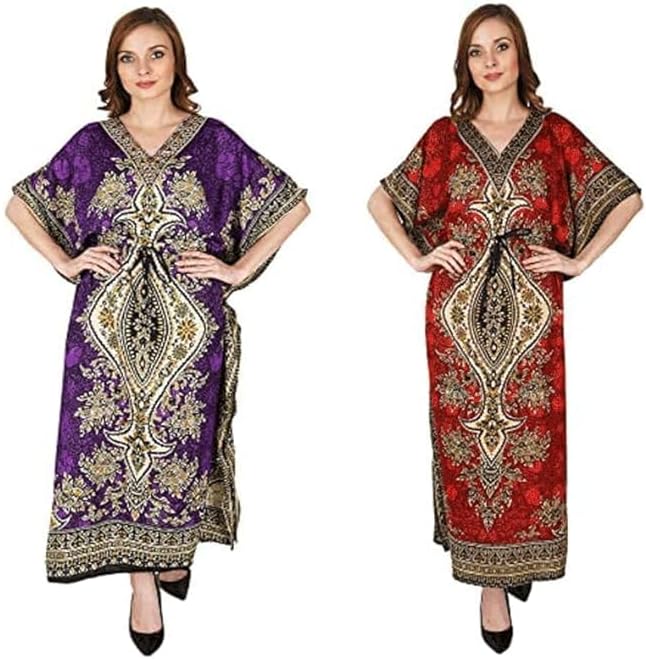 Ukal Women's and Girl's Long Nightwear Nighty Beachwear Viscose Nightwear Kaftan Maxi Summer Dress