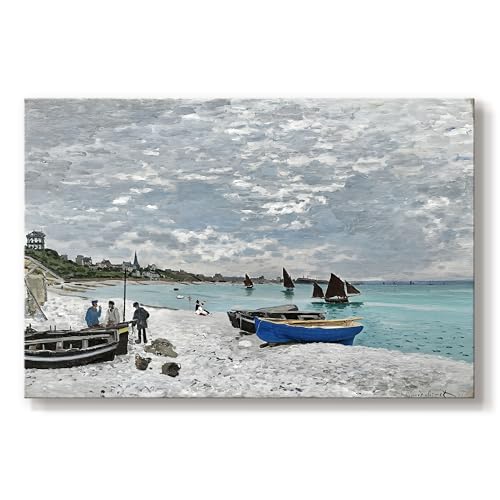 Claude Monet | Beach with Boats at Sainte | Canvas Wall Art | LT627
