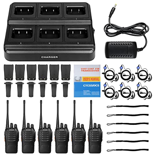 Pxton Walkie Talkies For Adults Long Range With Upgraded Earpiece,Radios Walkie Talkies Rechargeable Portable Two Way Radios With 6 Way Multi Gang Charger And Li-Ion Battery (6 Pack). #TOP5