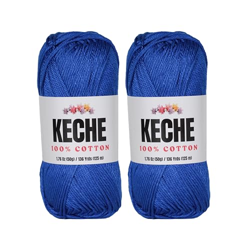 Image of Cotton Yarn - 100% Cotton Yarn for Crocheting and Knitting, Mercerized Cotton Amigurumi Yarn Fine-Sport 2 1.76 oz (50g) / 136 Yrds (125 m) 2 Skeins - Navy Blue