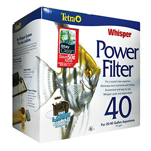 Image of Tetra Whisper Power Filter for Aquariums, 3 Filters in 1, Black & Gray, Up to 40-Gallons (Pack of 12)