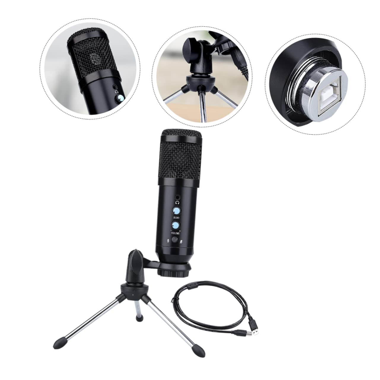 DOITOOL 1 Satz Professionelles USB Kondensator Mikrofon mit Stativ Dsp Chip für Übertragungen Kompatibel mit Pc Tablet Smartphone Geräuschunterdrückend für Sprachwiedergabe
