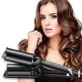 ADEKKPK Beach Waver Hair Curer,Deep Barrel Hair Waver,Ceramic Curling Tongs,Curling Wand with LCD...