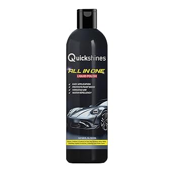 Quickshines All-in-One Car Liquid Polish, 500ml – Water-resistant formula for long-lasting shine, paint protection, and surface restoration in one step