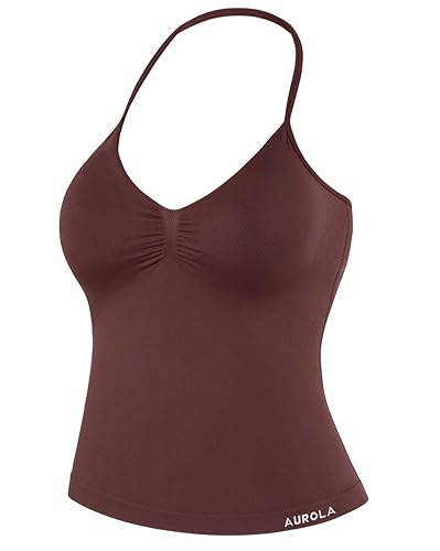 AUROLA Influence Longline Strappy Workout Halter Tops for Women,Removable Cups Padded Bras Impact Gym Yoga Sleeveless Top