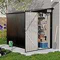 4' x 8' Outdoor Lean to Storage Sheds Outdoor, Heavy-Duty Lean to Garden StorageShed, Metal Wall Side Bike Shed & Outdoor Storage