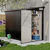 4x8 FT Metal Outdoor Lean to Storage Shed, Lean to Garden Shed Utility Tool Shed, Heavy-Duty Outdoor Metal Wall Side Storage Sheds