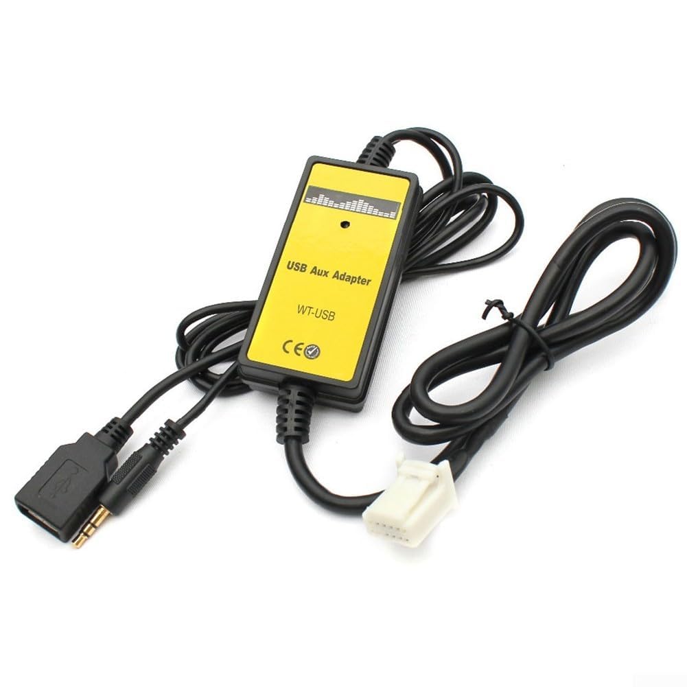 Auto Audio MP3 USB Interface Aux Adapter für Toyota mit 5+7 Pin Anschluss, unterstützt 3,5 mm AUX Eingang, hochwertiger MP3/WMA Decoder, zerstörungsfreie Installation für Corolla/Camry/RAV4 Serie