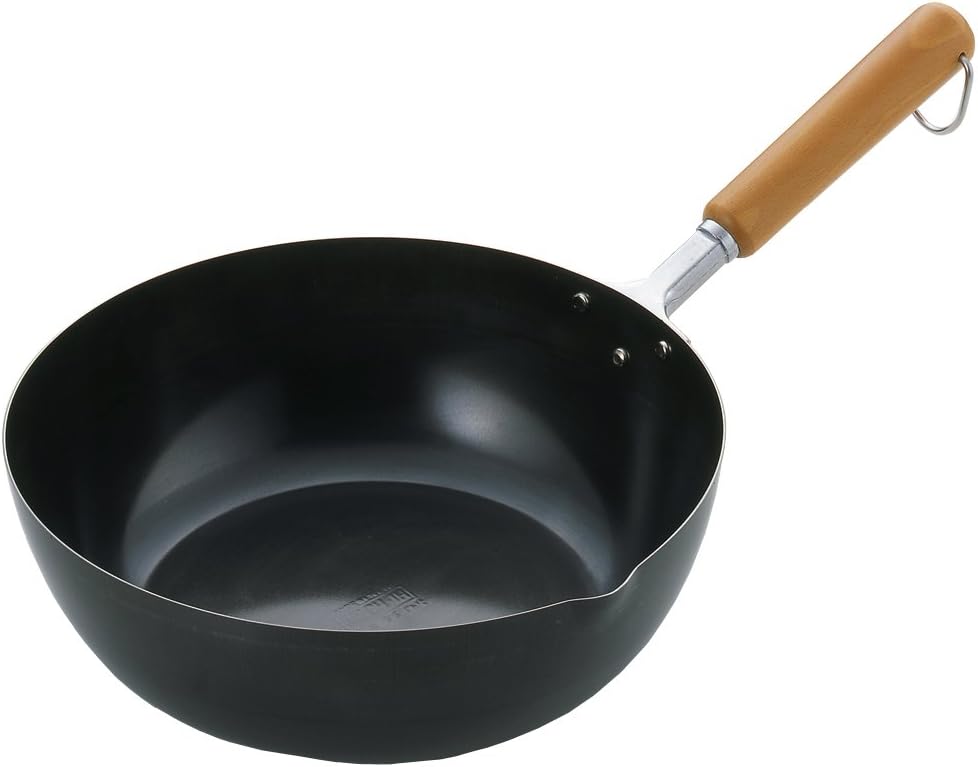 Yoshikawa 38087777 Deep Frying Pot, Tempura Pot, Single Handle, 9.4 inches (24 cm), Gas Fire, Induction Compatible, Iron, Black, Made in Japan