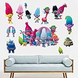 Trolls Wall Sticker Children's Cartoon Bedroom Background Wall Decoration Self-Adhesive Wall Sticker...
