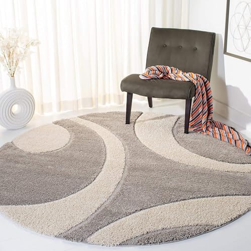 Image of Solid Fluffy Rugs and Carpet for Hall and Drawing Room 5x5 Round M-3