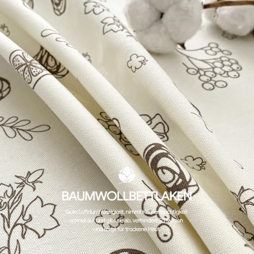 Drap plat fleurs grises en pur coton doux et résistant pour lit double avec 2 taies 50x75cm - 4