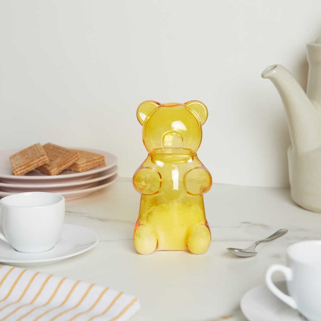 Balvi Azucarero Yummy Bear Color Amarillo con Forma de Osito de gominola Vidrio 250ml