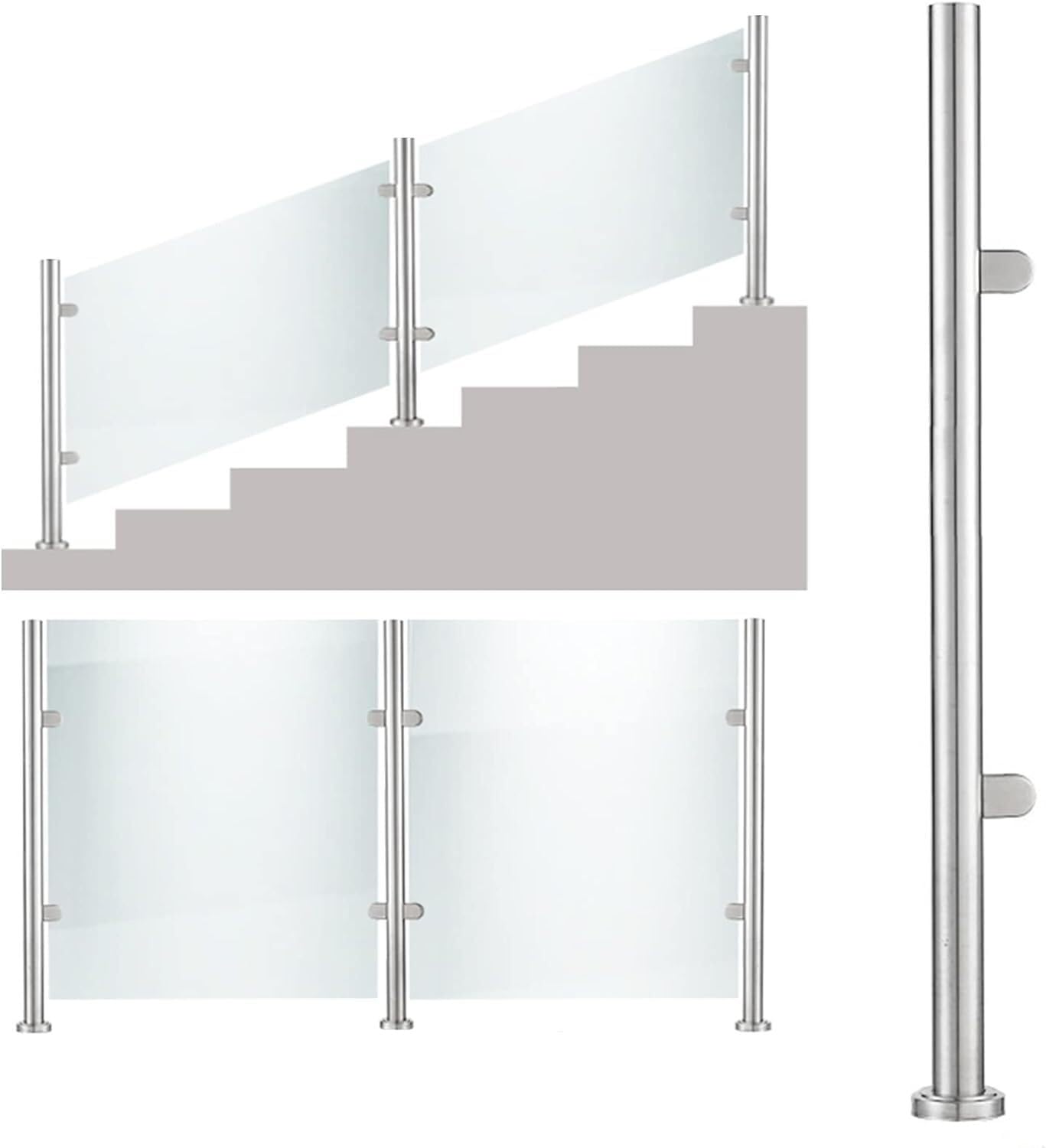 Garde-corps de pont en acier inoxydable et colonne de panneaux de verre pour clôture de jardin